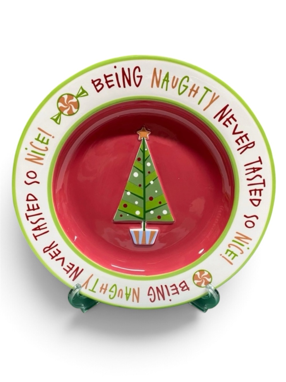 RUSS Red & Green Holiday Platter Naughty But Nice Plate